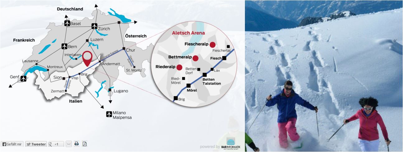 autofreier skiurlaub im wallis aletscharena übersichts karte
