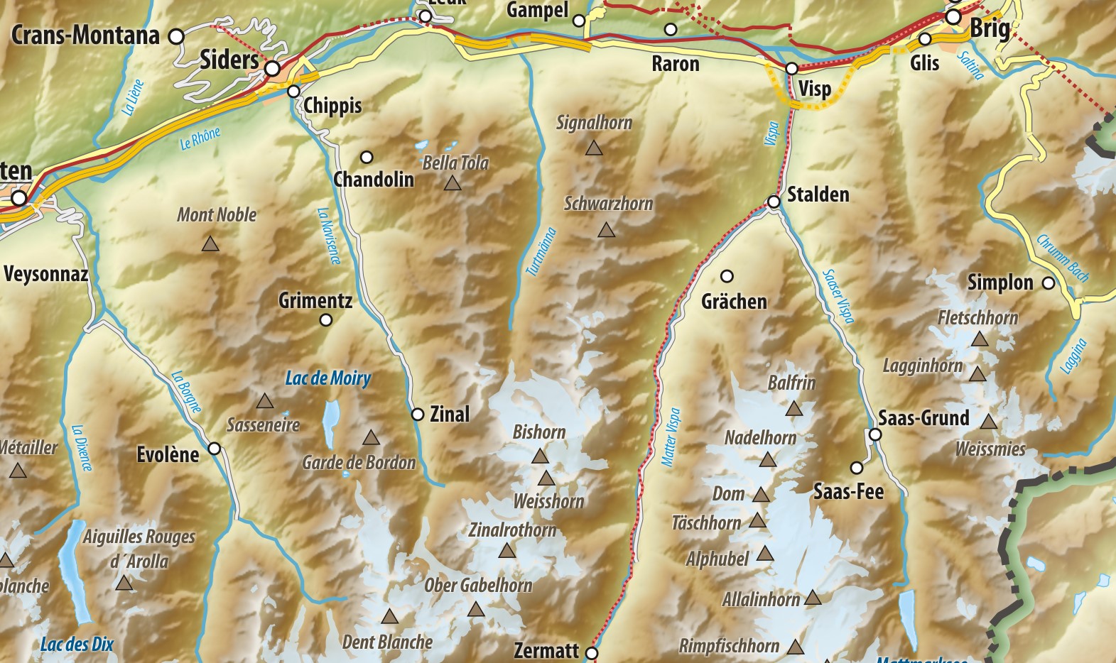 Karte Sommerskigebiete Schweiz