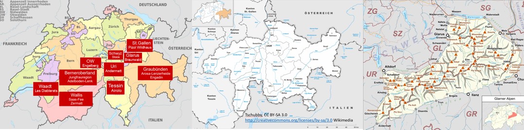 karte skigebiete Schweiz